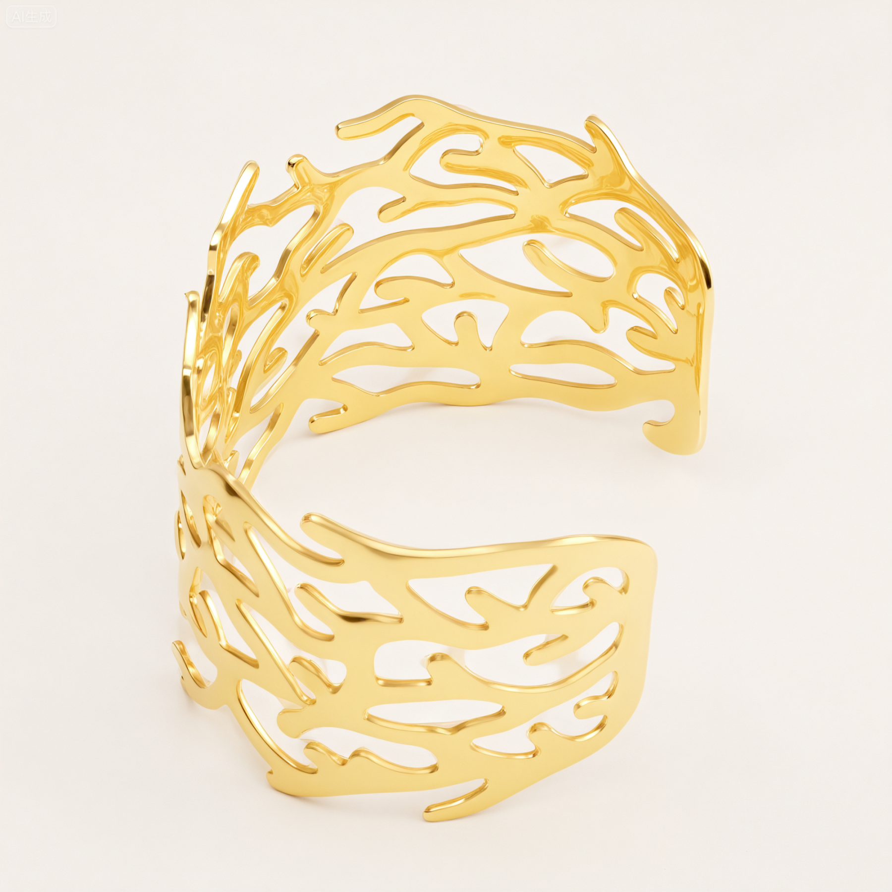 Crafted Hollow Branch Cuff Bracelet 18K Gold 316L Steel Waterproo | DZE0839-JinBaoJewerly