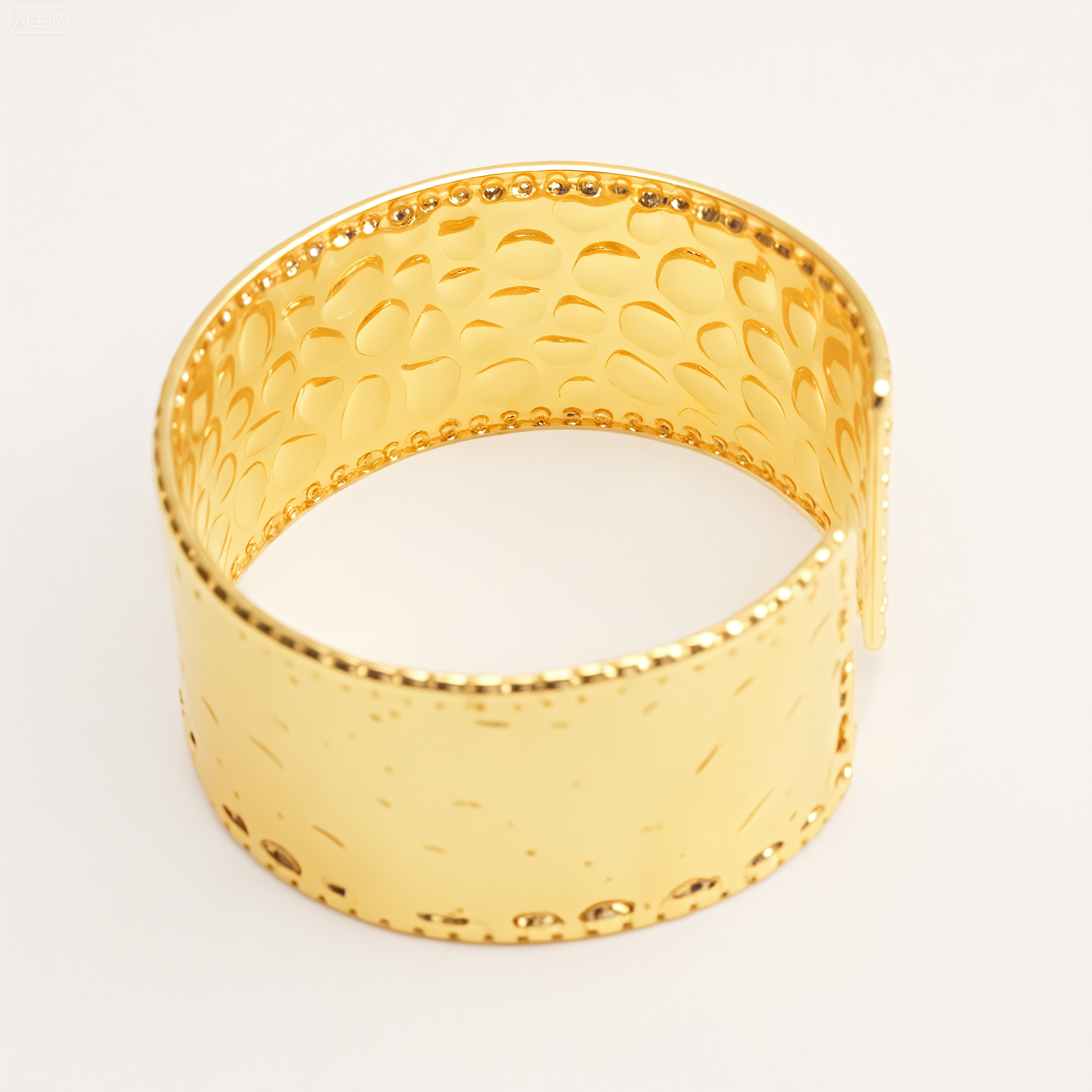 Chic Hammered Cuff Bracelet 18K Gold Plated 316L Steel Waterproof | DZE0836-JinBaoJewerly