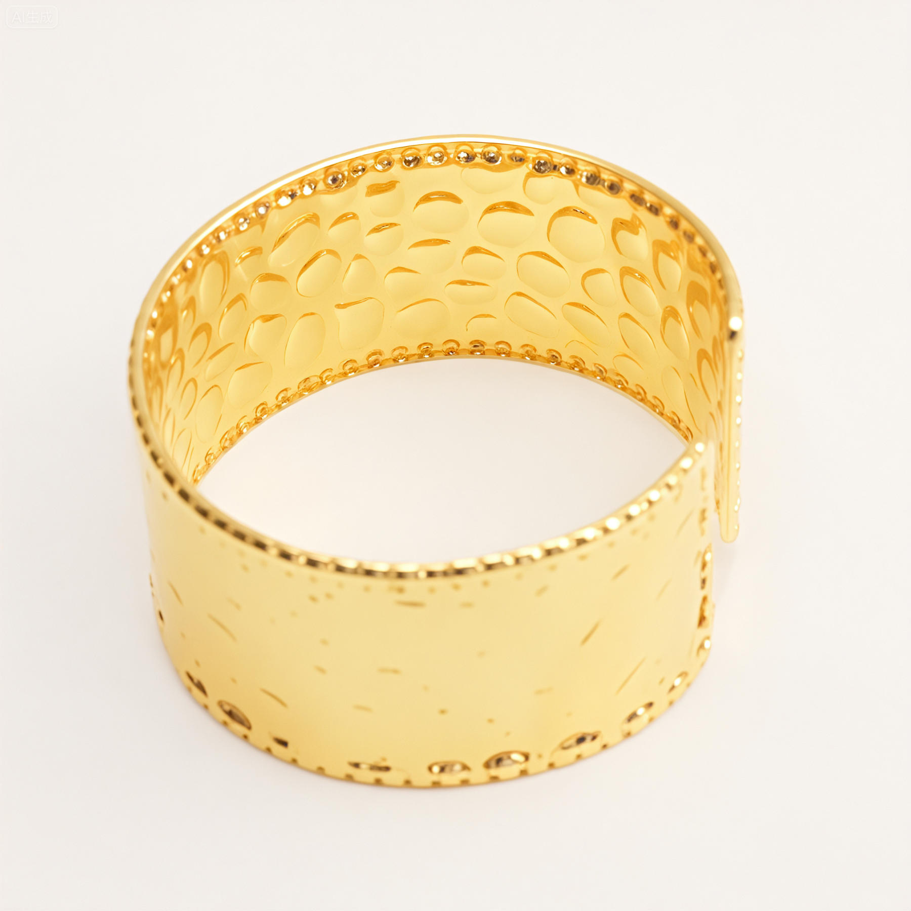 Chic Hammered Cuff Bracelet 18K Gold Plated 316L Steel Waterproof | DZE0836-JinBaoJewerly