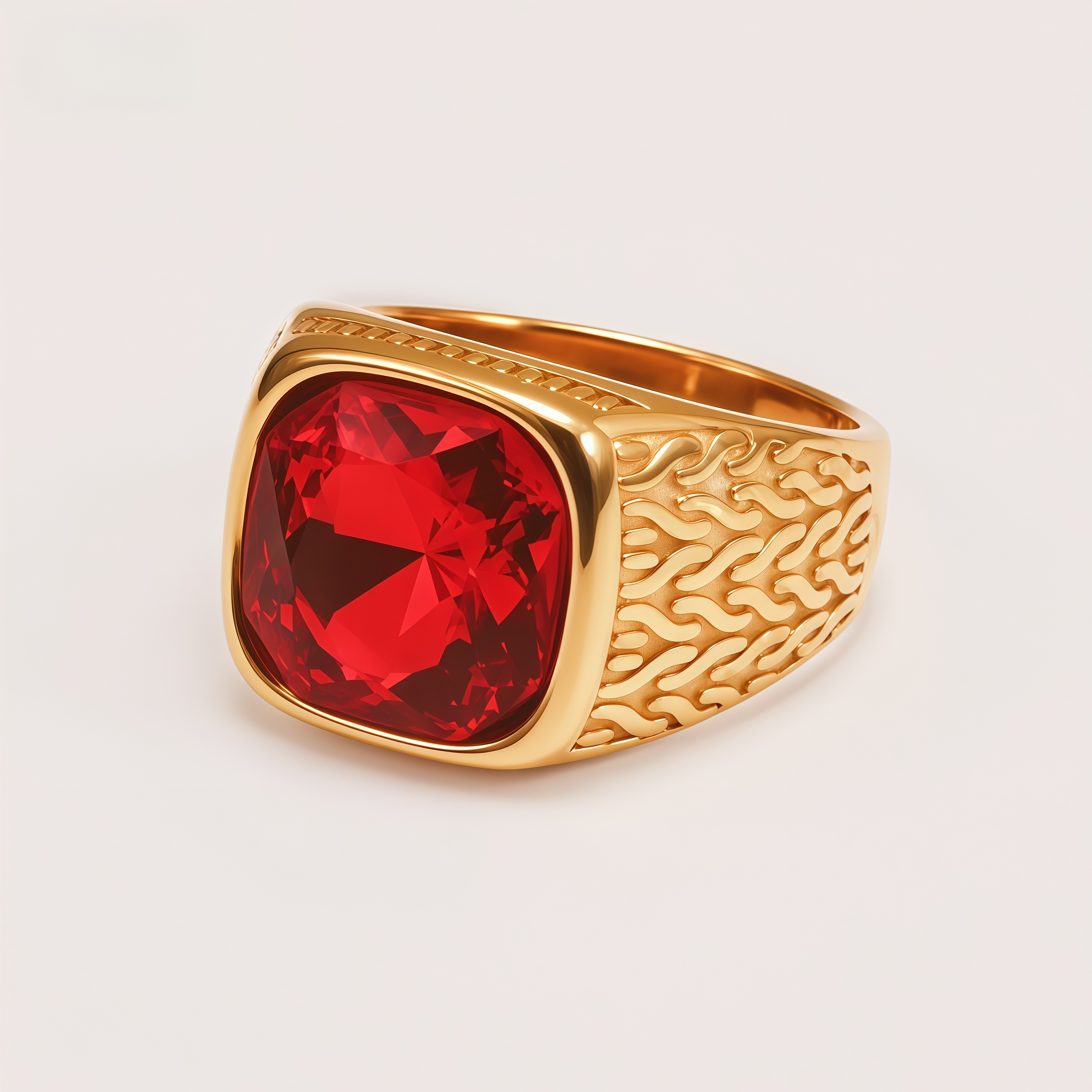 Vintage Gold-Plated with Large Square Gemstone Men's Ring | BL1062