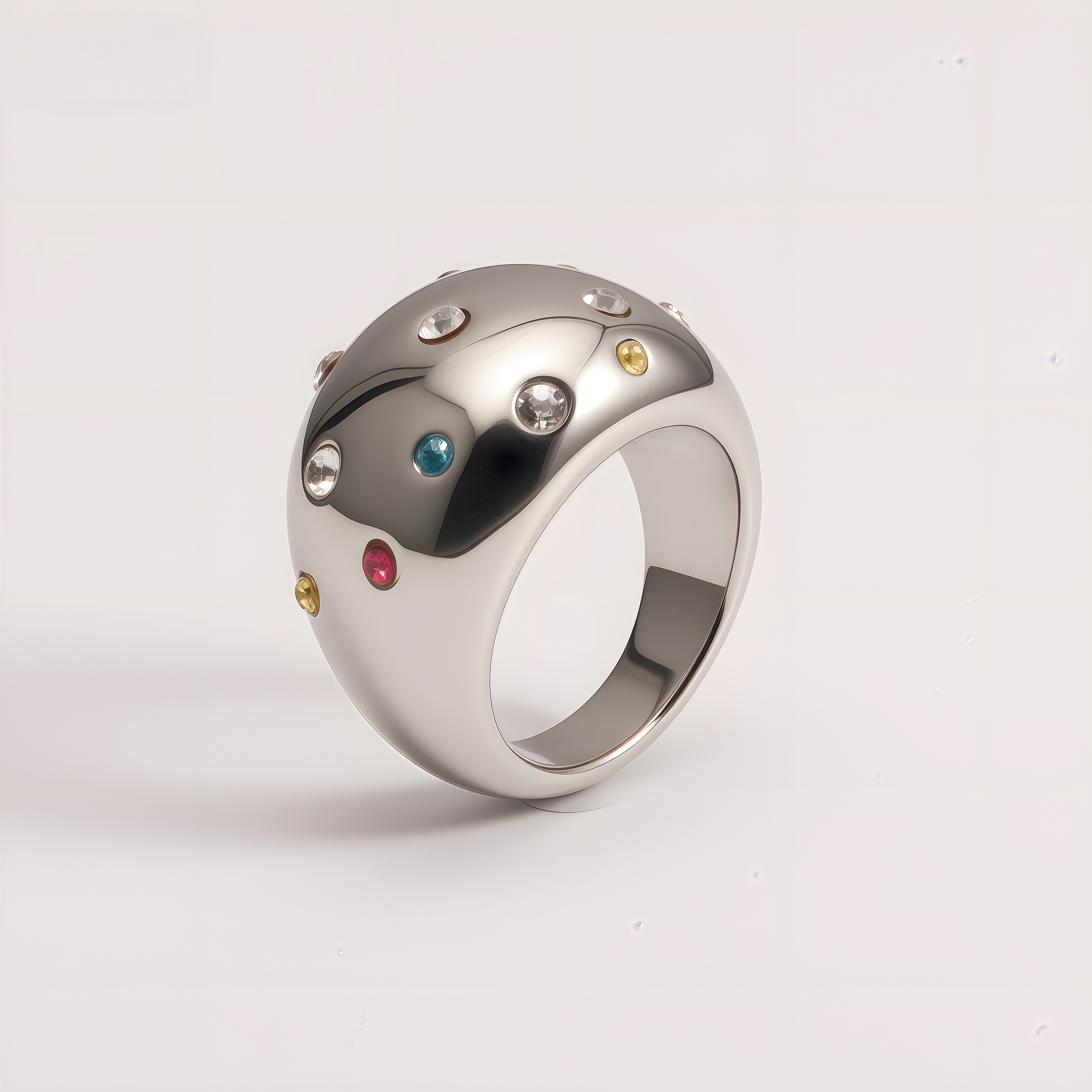 Luxury Crystal Inlaid Stainless Steel Ring Retro Design Women Ring | G004689