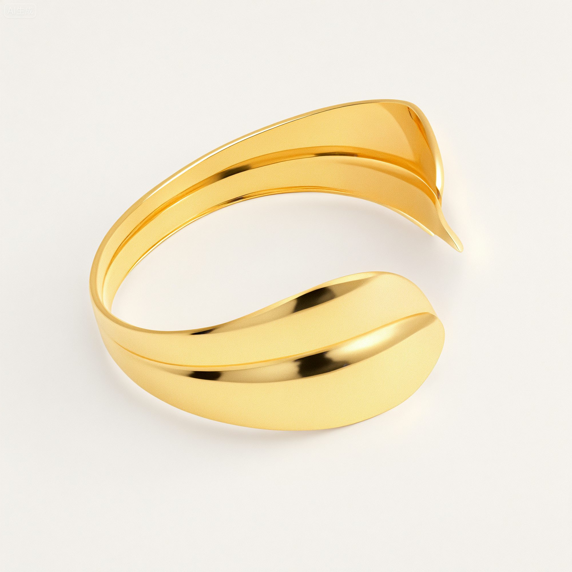 Minimalist 18K Gold Plated 316L Stainless Steel Open Cuff Bracelet, Waterproof | DZE0833-JinBaoJewerly