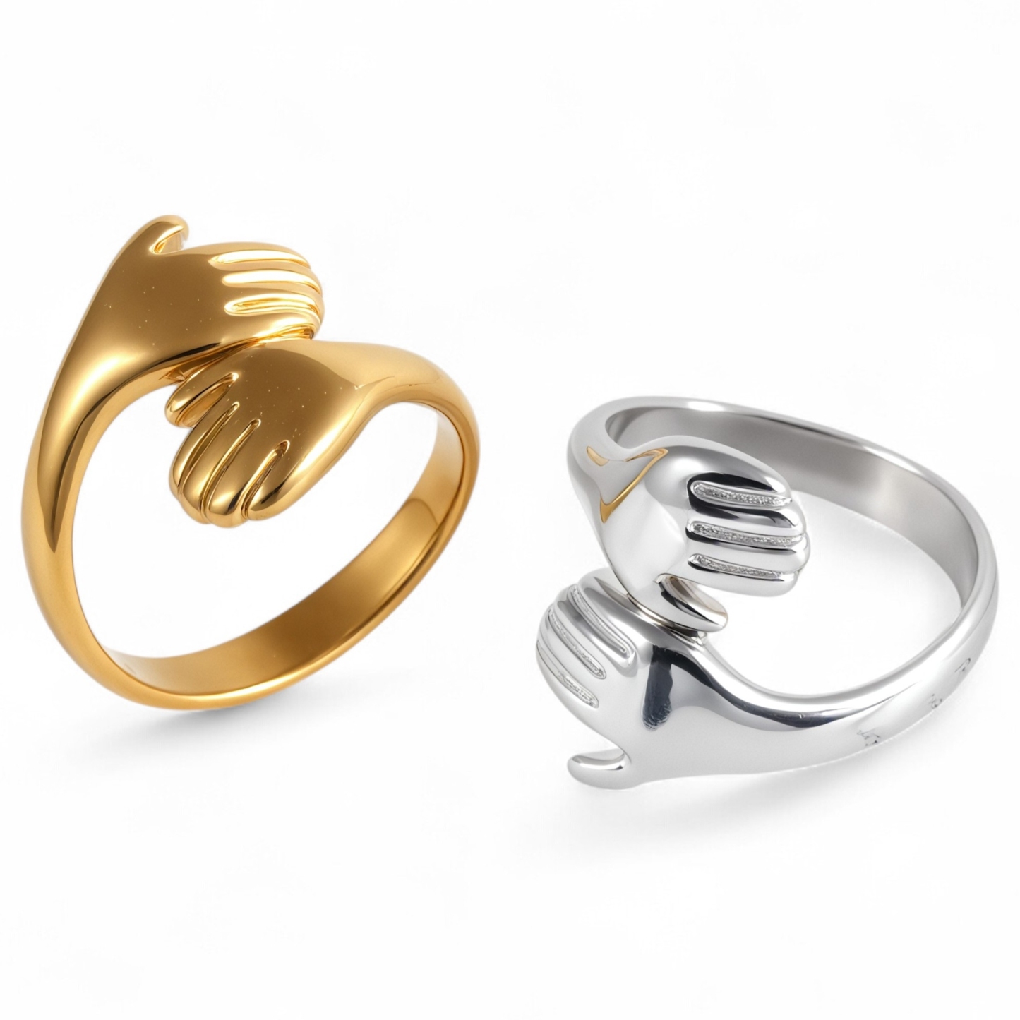 Creative Double Hand Stainless Steel Ring Unisex Ring | G00449-JinBaoJewerly