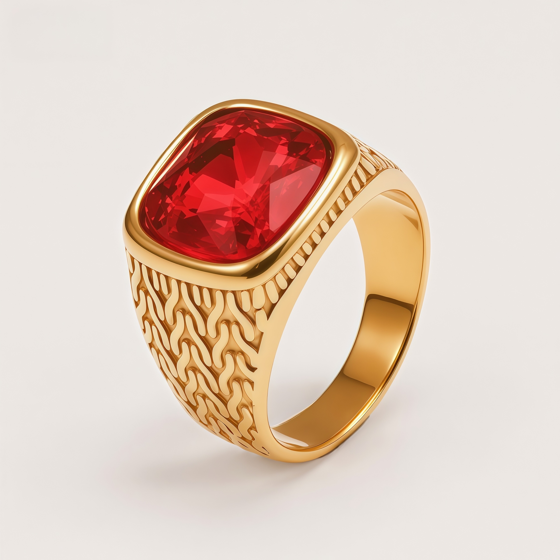 Vintage Gold-Plated with Large Square Gemstone Men's Ring | BL1062