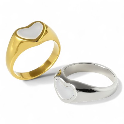 Contemporary Stainless Steel Heart Design Ring for Women | N0090-JinBaoJewerly