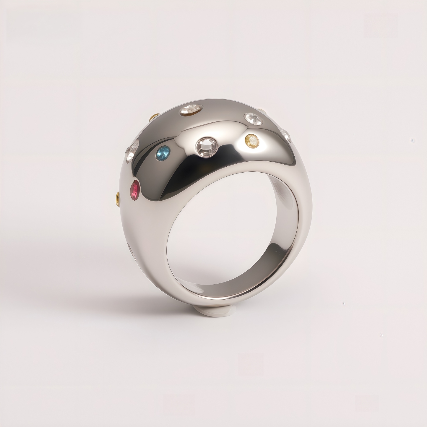 Luxury Crystal Inlaid Stainless Steel Ring Retro Design Women Ring | G004689