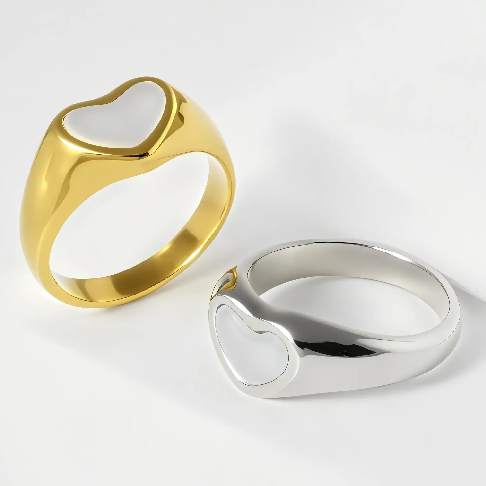 Contemporary Stainless Steel Heart Design Ring for Women | N0090-JinBaoJewerly