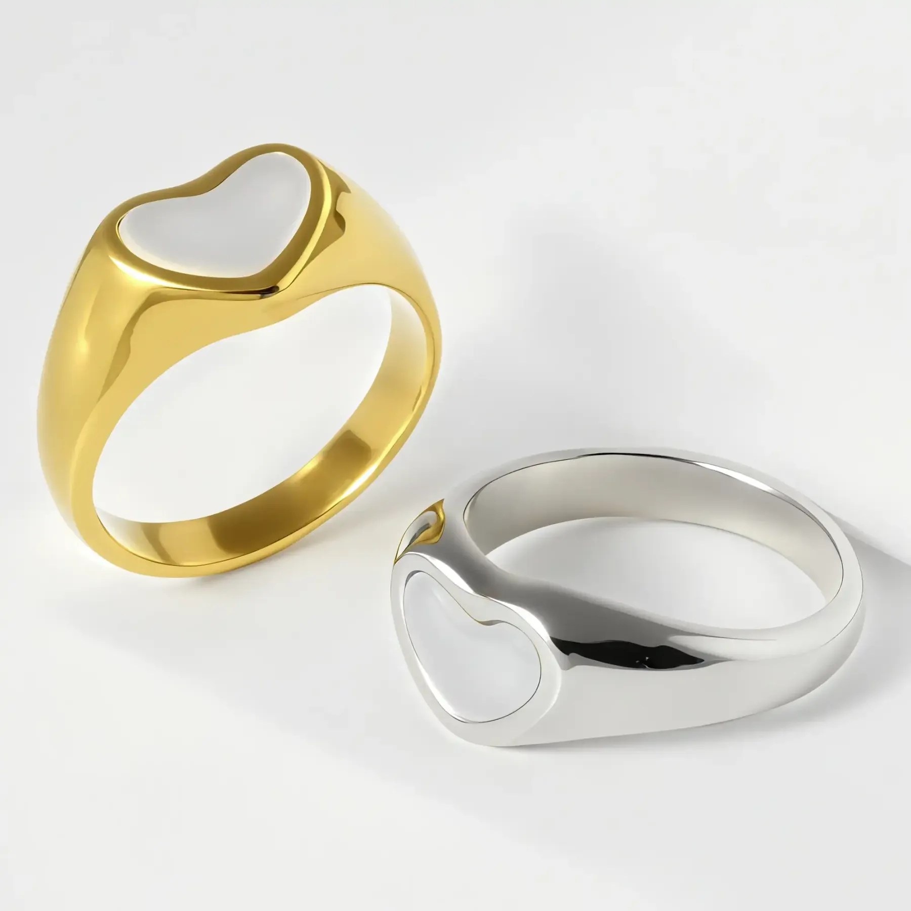 Contemporary Stainless Steel Heart Design Ring for Women | N0090-JinBaoJewerly