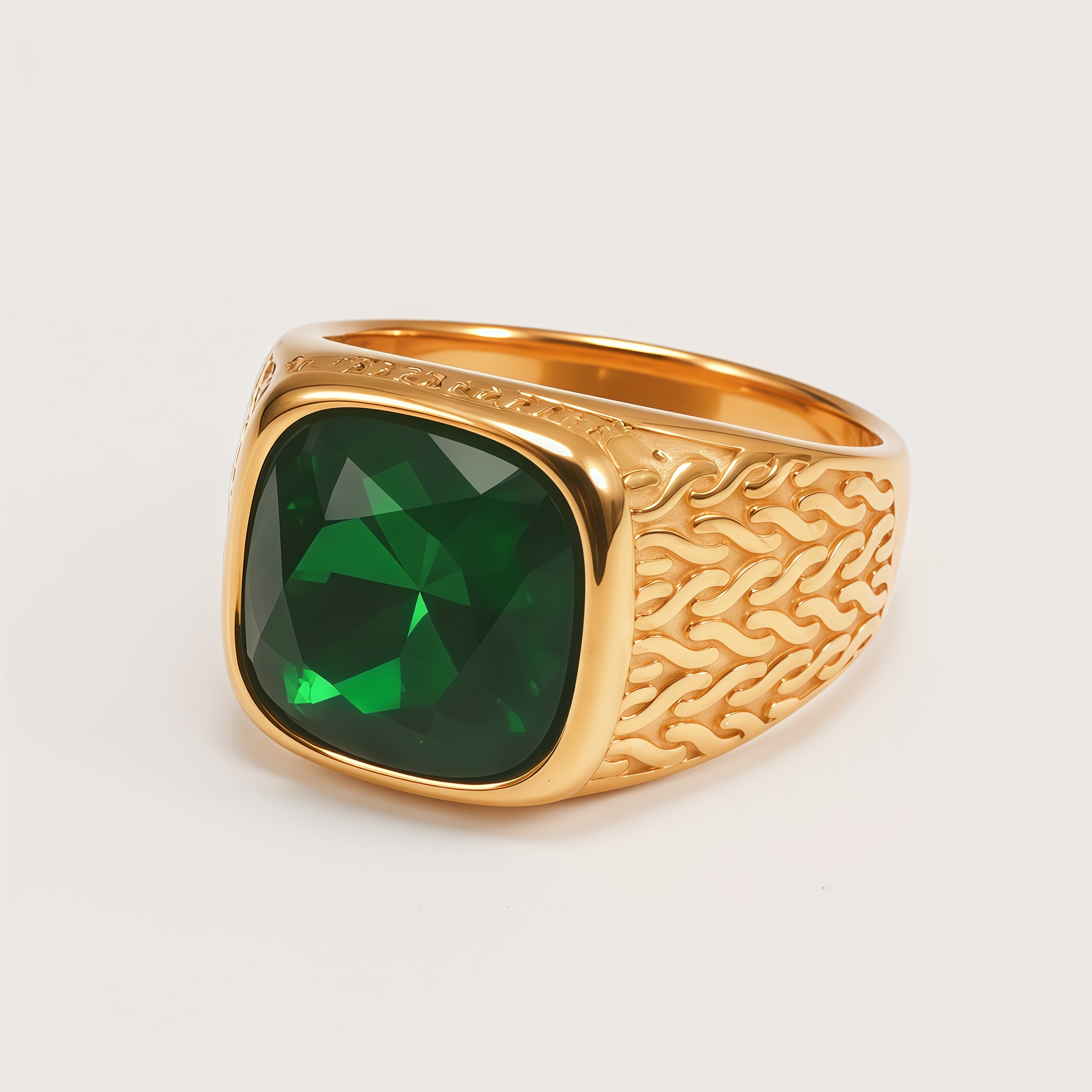 Vintage Gold-Plated with Large Square Gemstone Men's Ring | BL1062