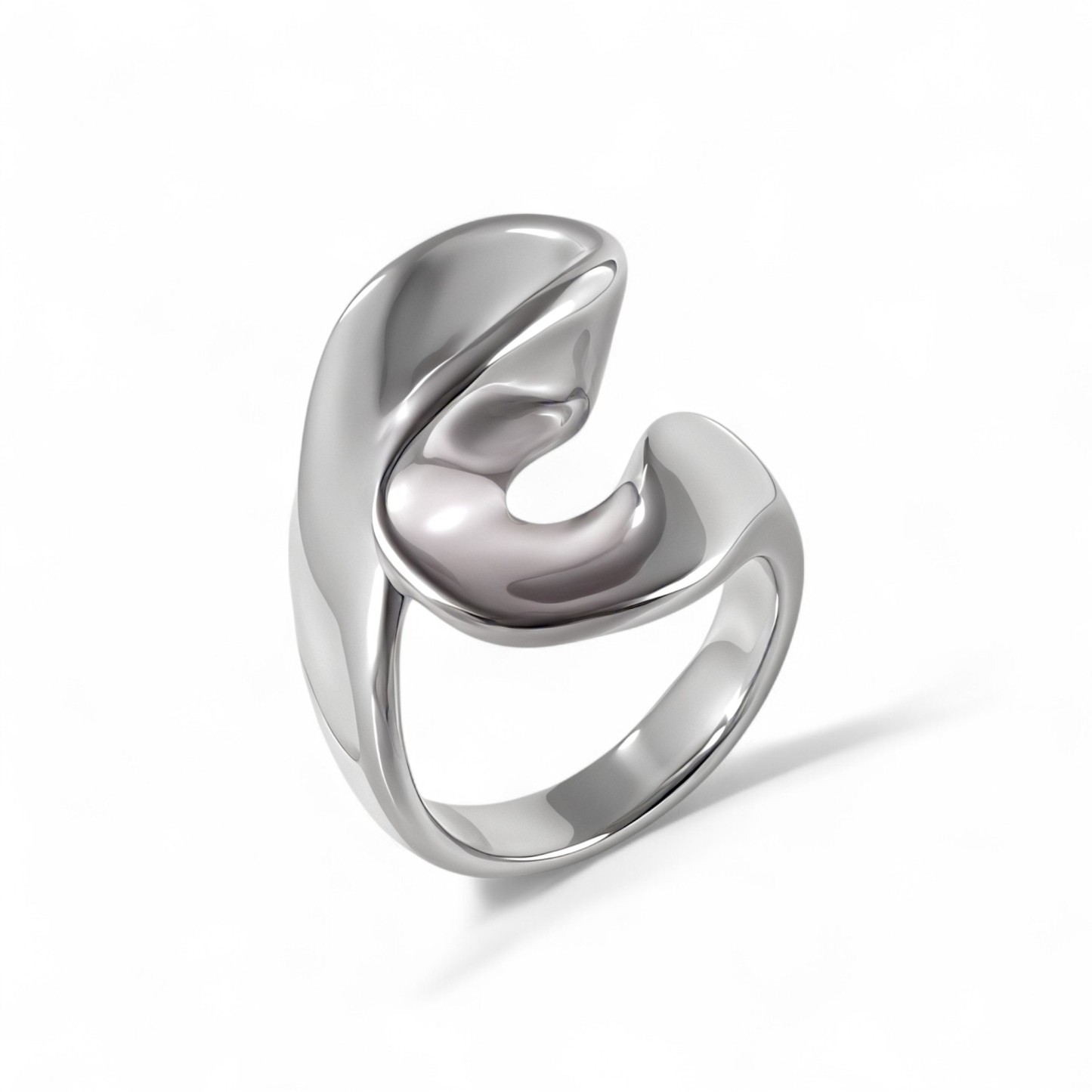 Fashionable Simple Curve Design Stainless Steel Women's Waterproof Ring 丨 DZ1350-JinBaoJewerly