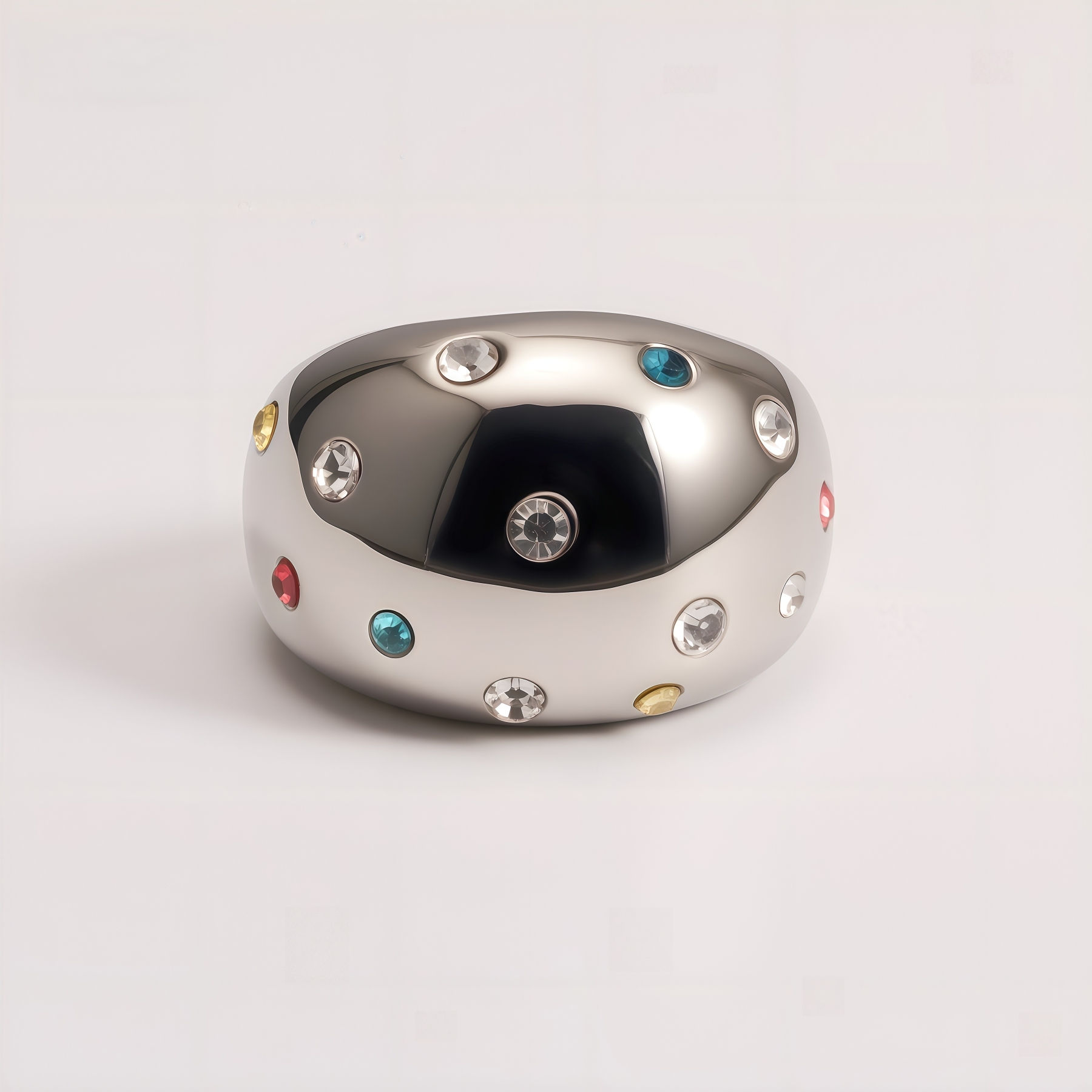 Luxury Crystal Inlaid Stainless Steel Ring Retro Design Women Ring | G004689