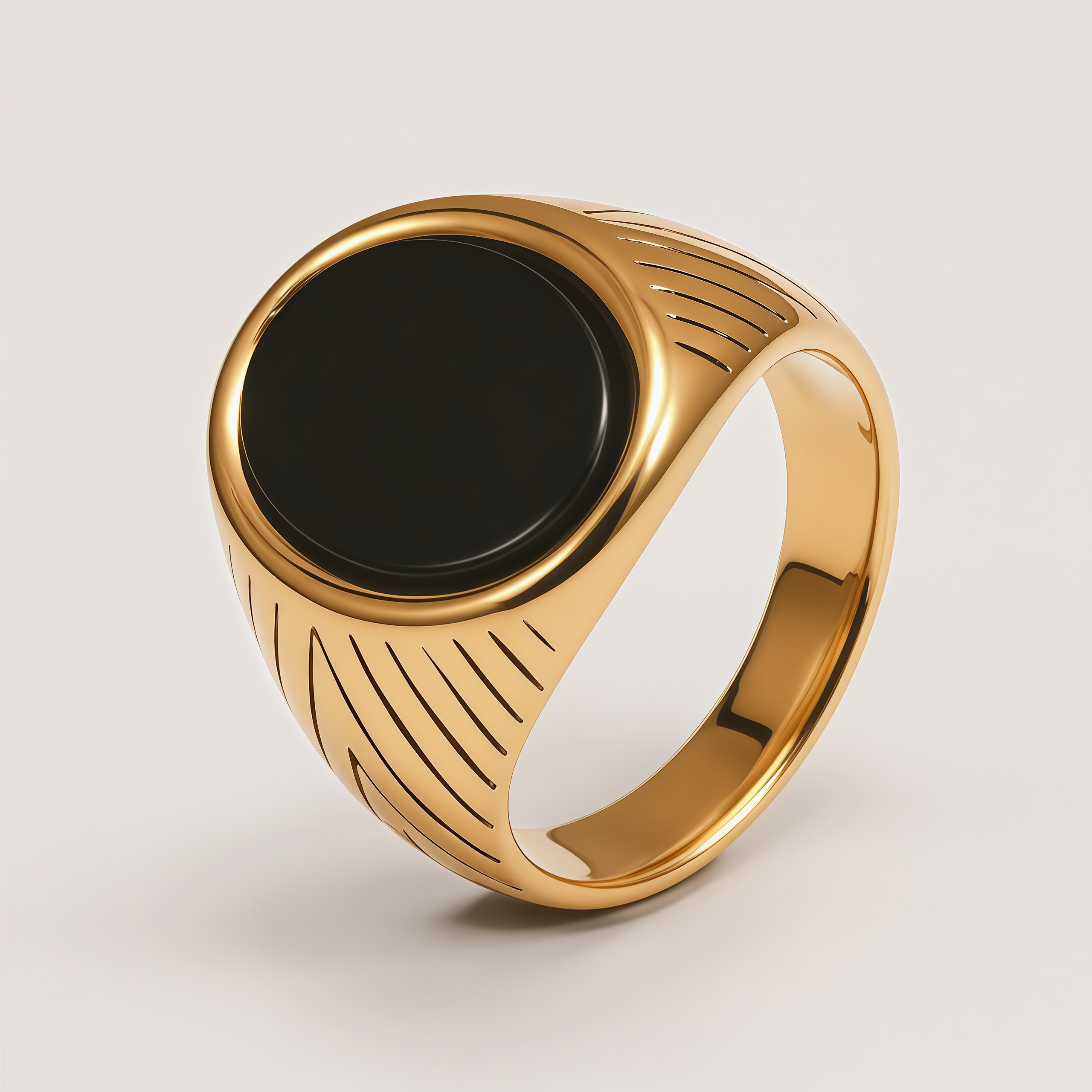 Men's Natural Veined Turquoise Inlaid Engraved Ring