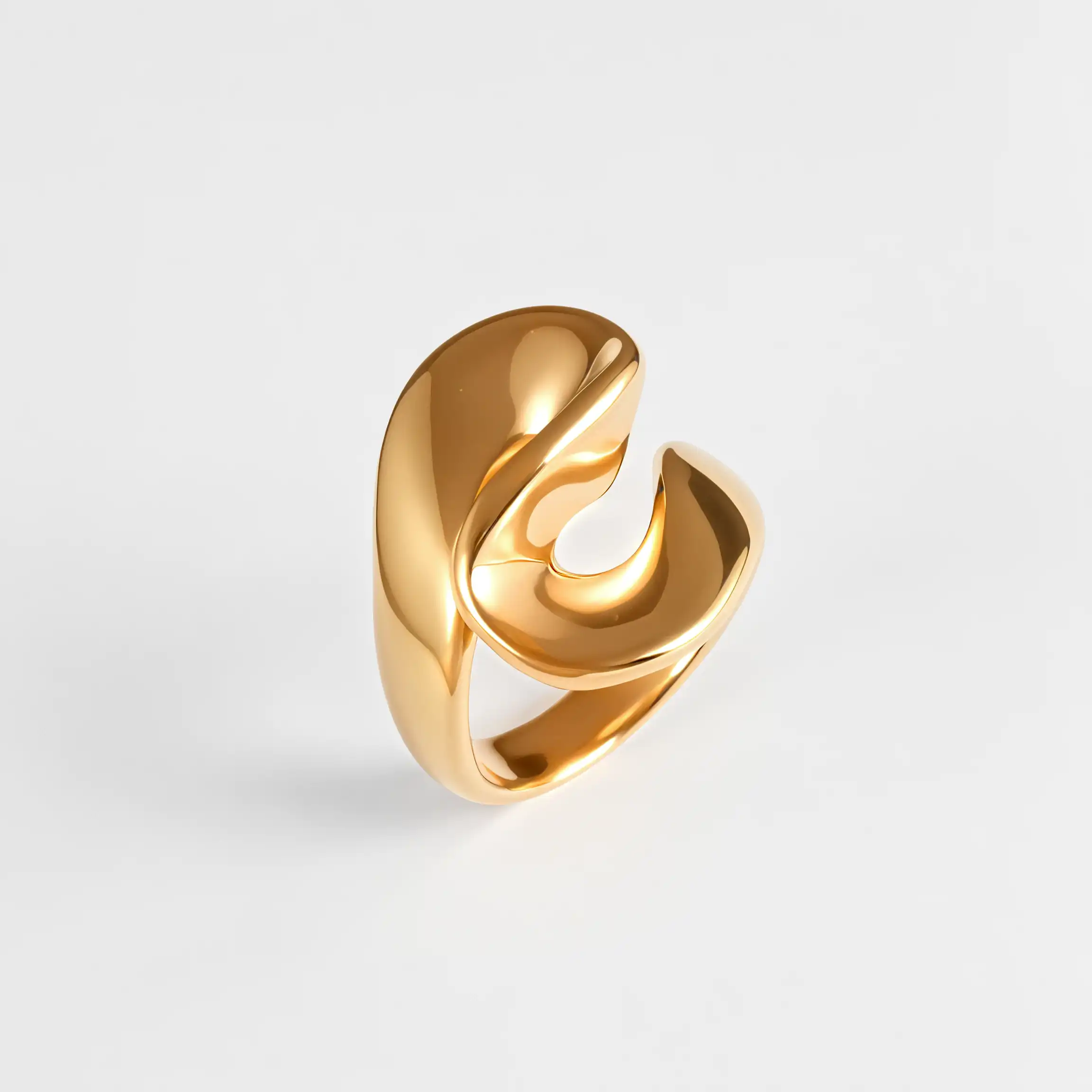 Fashionable Simple Curve Design Stainless Steel Women's Waterproof Ring 丨 DZ1350-JinBaoJewerly