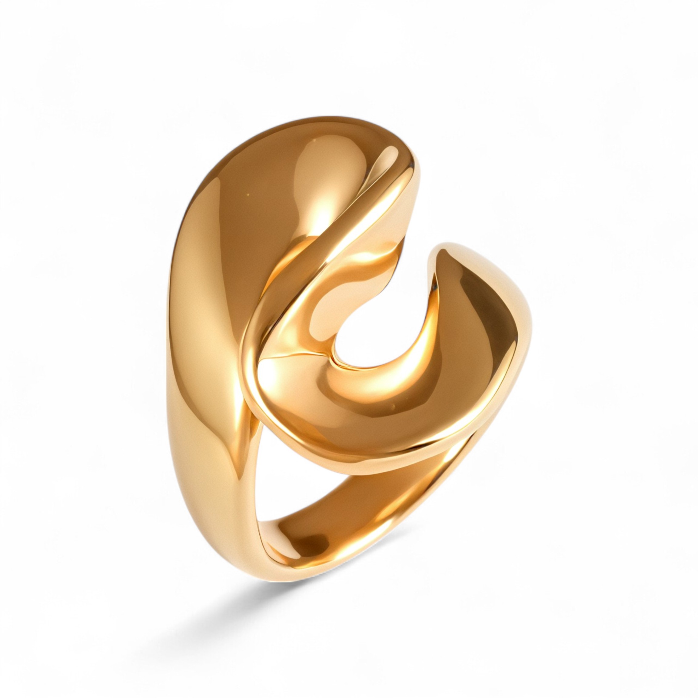 Fashionable Simple Curve Design Stainless Steel Women's Waterproof Ring 丨 DZ1350-JinBaoJewerly