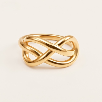 Unique Intertwined Knot Design Stainless Steel Ring for Women | G003801