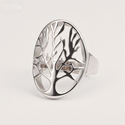 Vintage Tree of Life Stainless Steel Ring for Women