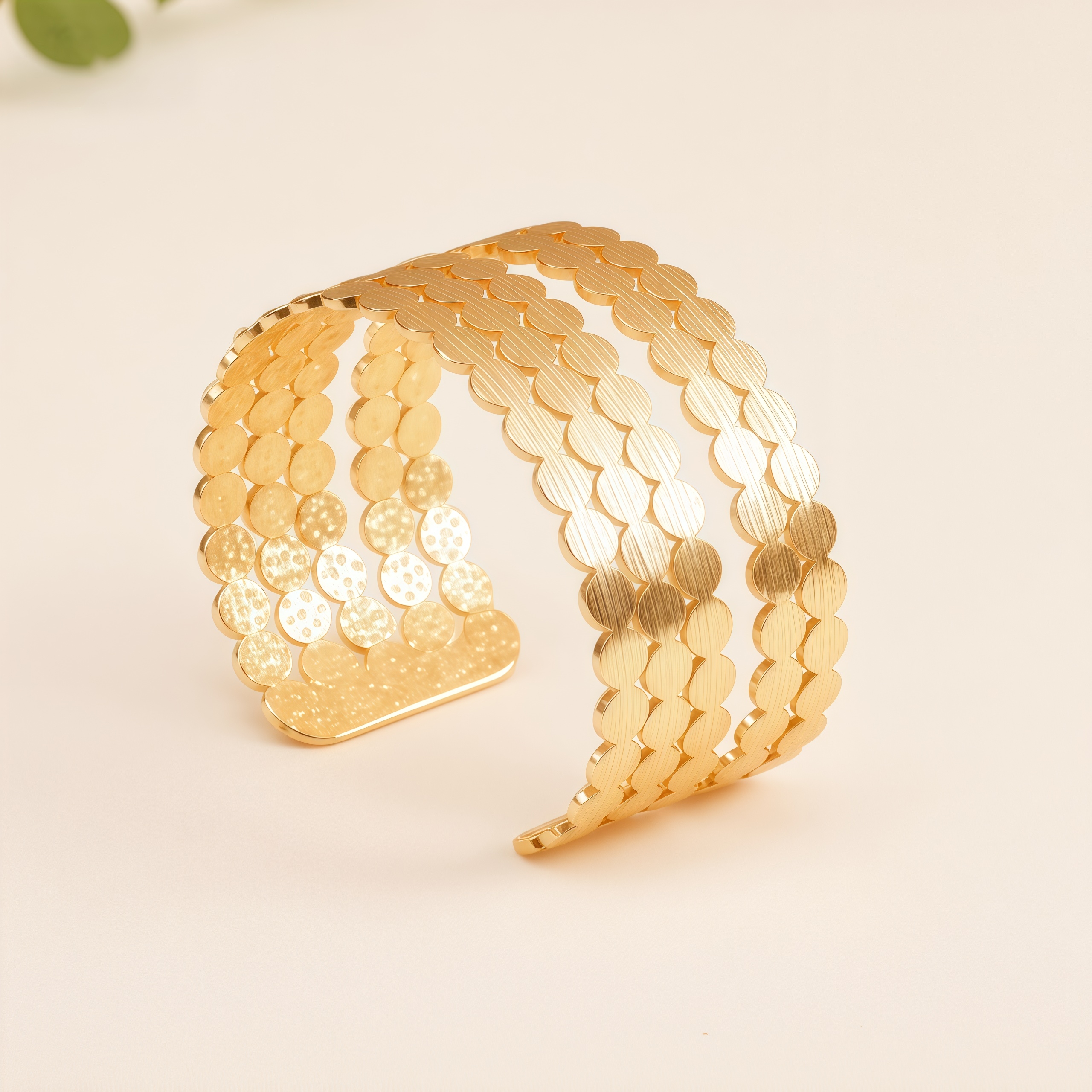 Fashion Woven Disc Bracelet - Gold Tone, Versatile Daily Wear