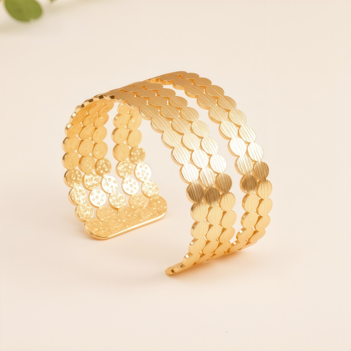 Fashion Woven Disc Bracelet - Gold Tone, Versatile Daily Wear