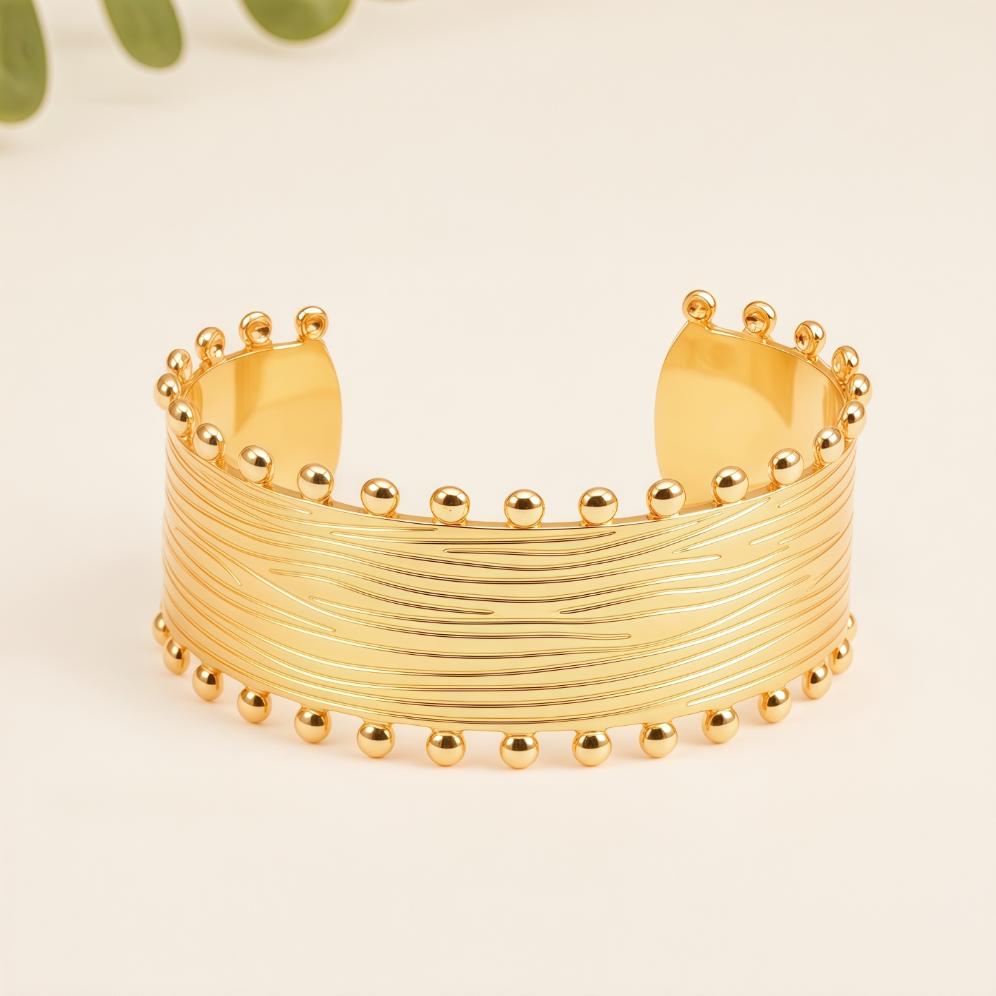 24K Stainless Steel Women's Cuff Bracelet Set