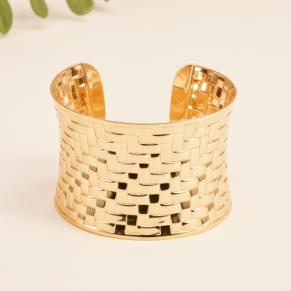 24K Stainless Steel Women's Cuff Bracelet Set Unique designs