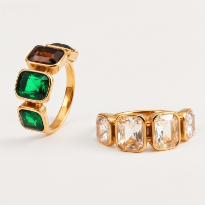 Square Multi-Gemstone  Unique Design for Women