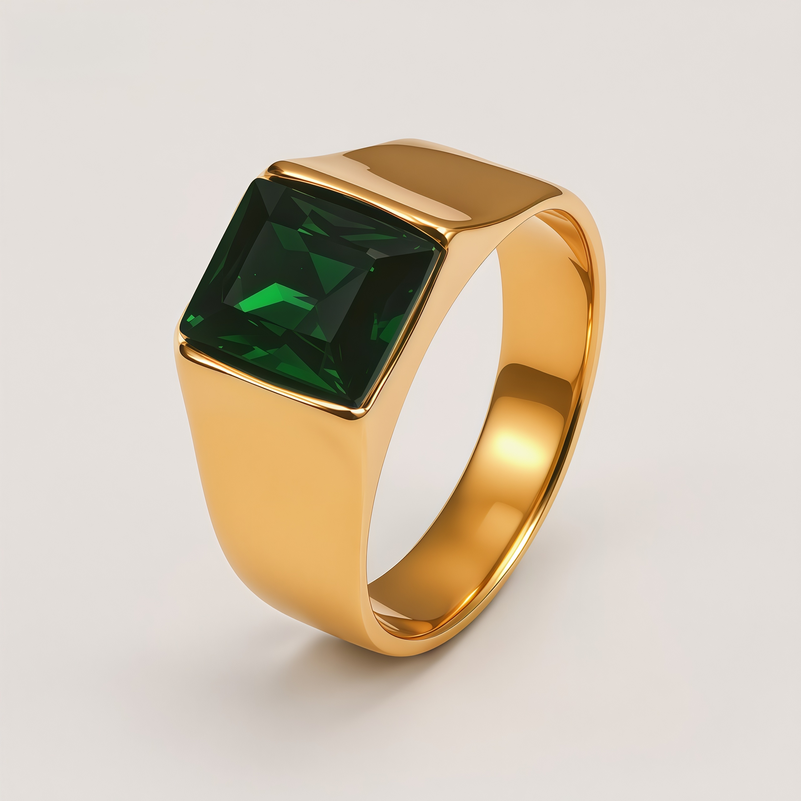 Men's Titanium Steel Gold-Plated Square Ruby-Style Ring | N00699J