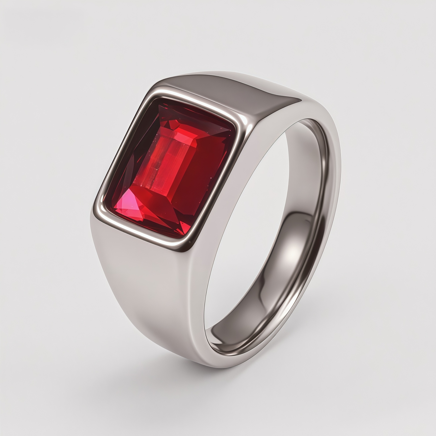 Men's Stainless Steel Colorful Emerald Cut Cubic Zirconia Ring | BL481G