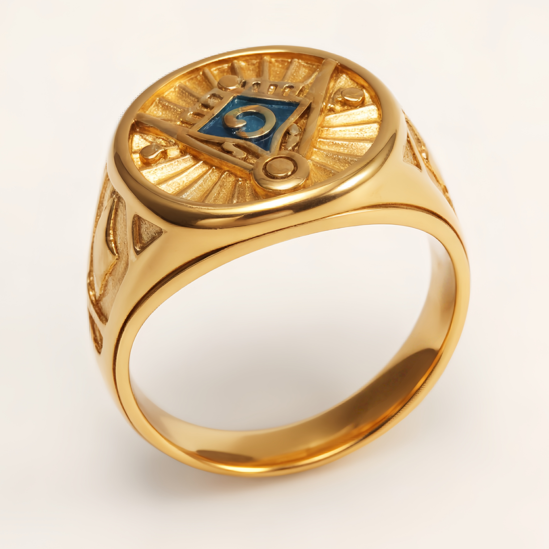 Stainless Steel Masonic Symbol Ring - Retro Cultural Trendy Ring | DZ1657-JinBaoJewerly