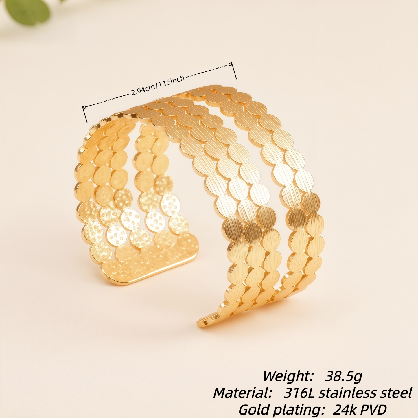Fashion Woven Disc Bracelet - Gold Tone, Versatile Daily Wear