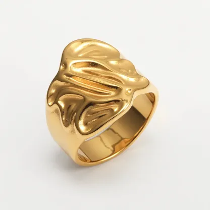 Women's Stainless Steel Textured Ring丨G004885-JinBaoJewerly