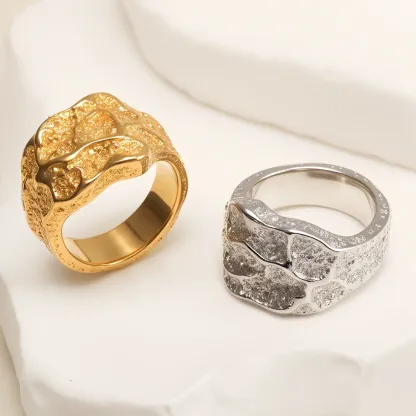 Creative Stone Pattern Design Stainless Steel Unisex Ring丨GB0712-JinBaoJewerly