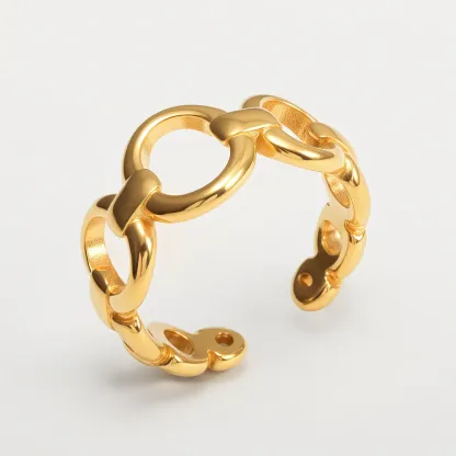 Women's Stainless Steel Ring with Irregular Wavy Pattern丨N002-JinBaoJewerly