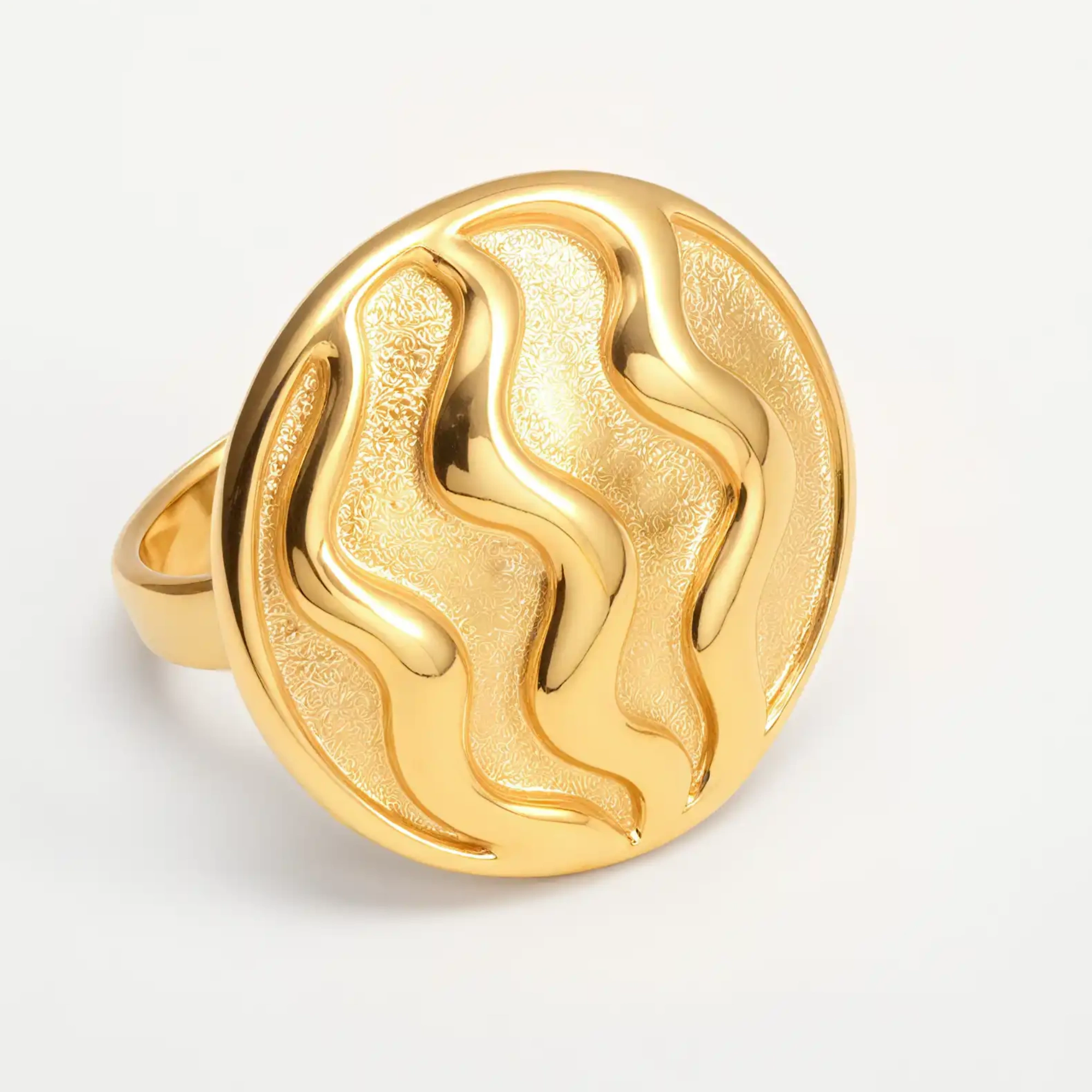 Creative Circular Arc Wave Design Stainless Steel Women's Ring丨G003597-JinBaoJewerly