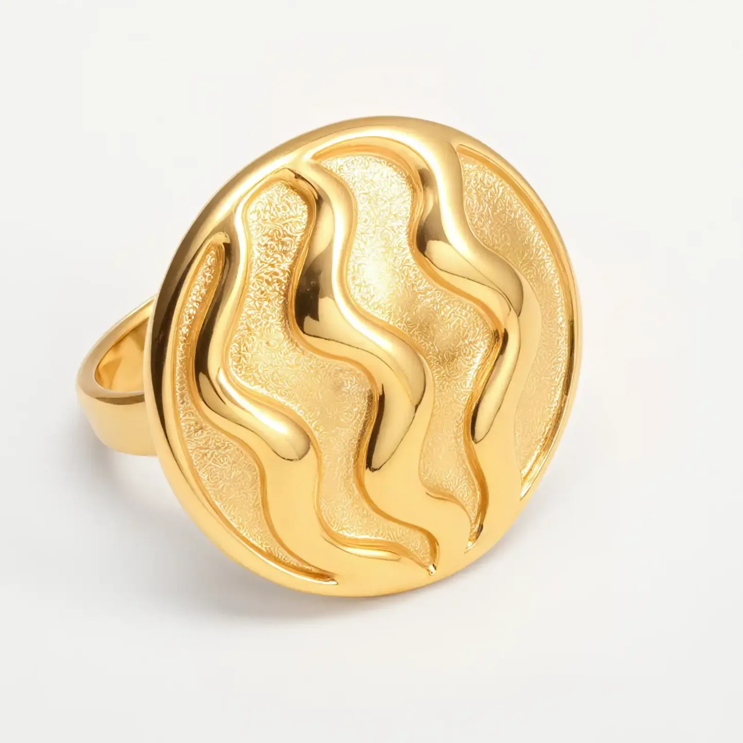 Creative Circular Arc Wave Design Stainless Steel Women's Ring丨G003597-JinBaoJewerly