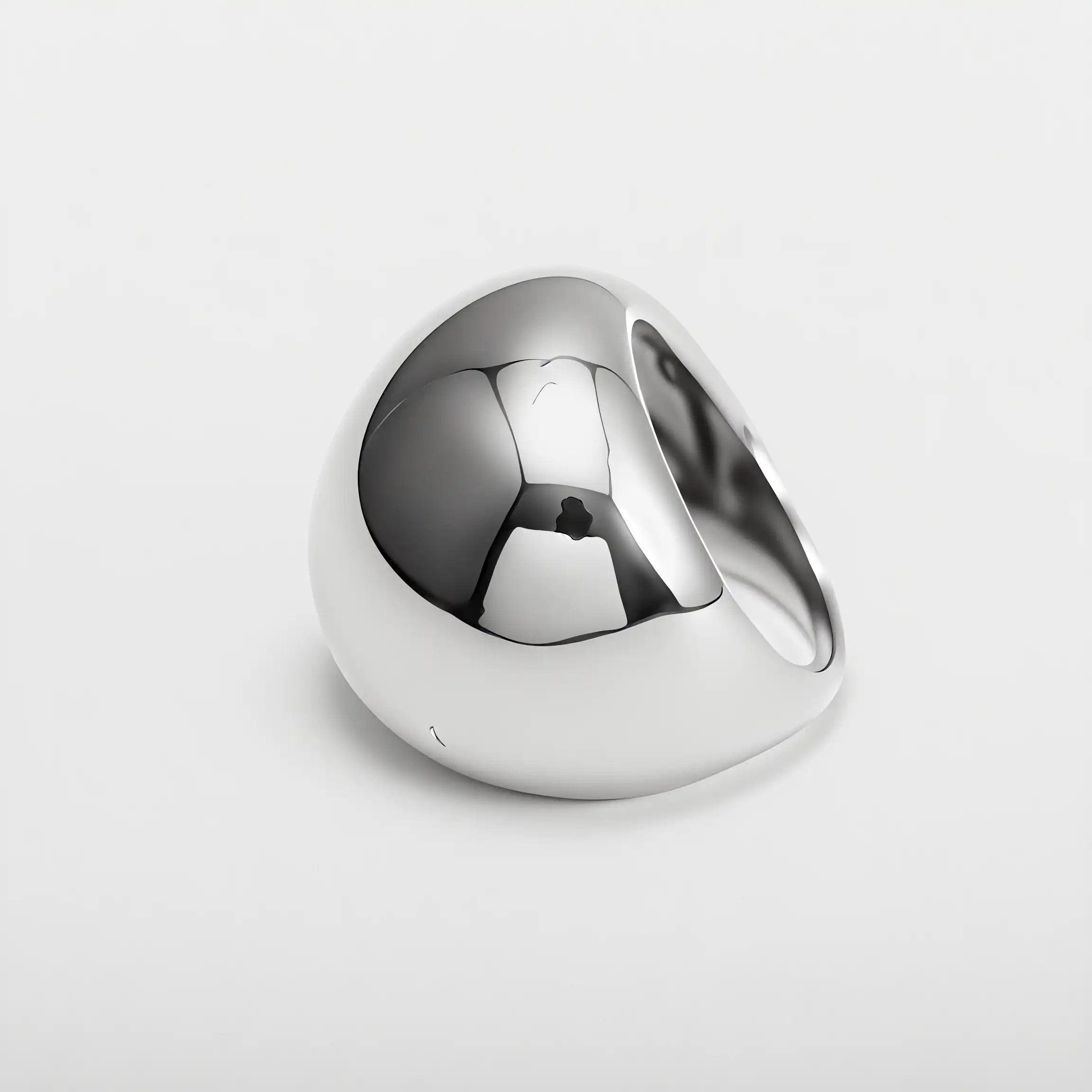 Simple Ball-Shaped Large Polished Stainless Steel Women's Ring丨ML0145-JinBaoJewerly