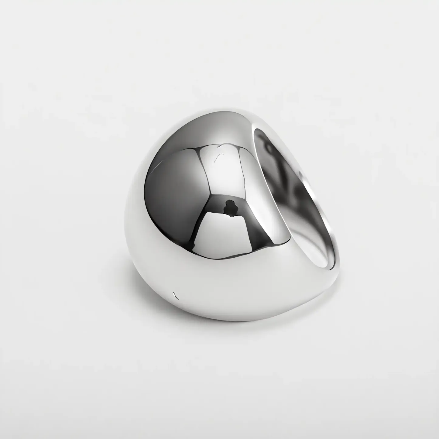Simple Ball-Shaped Large Polished Stainless Steel Women's Ring丨ML0145-JinBaoJewerly
