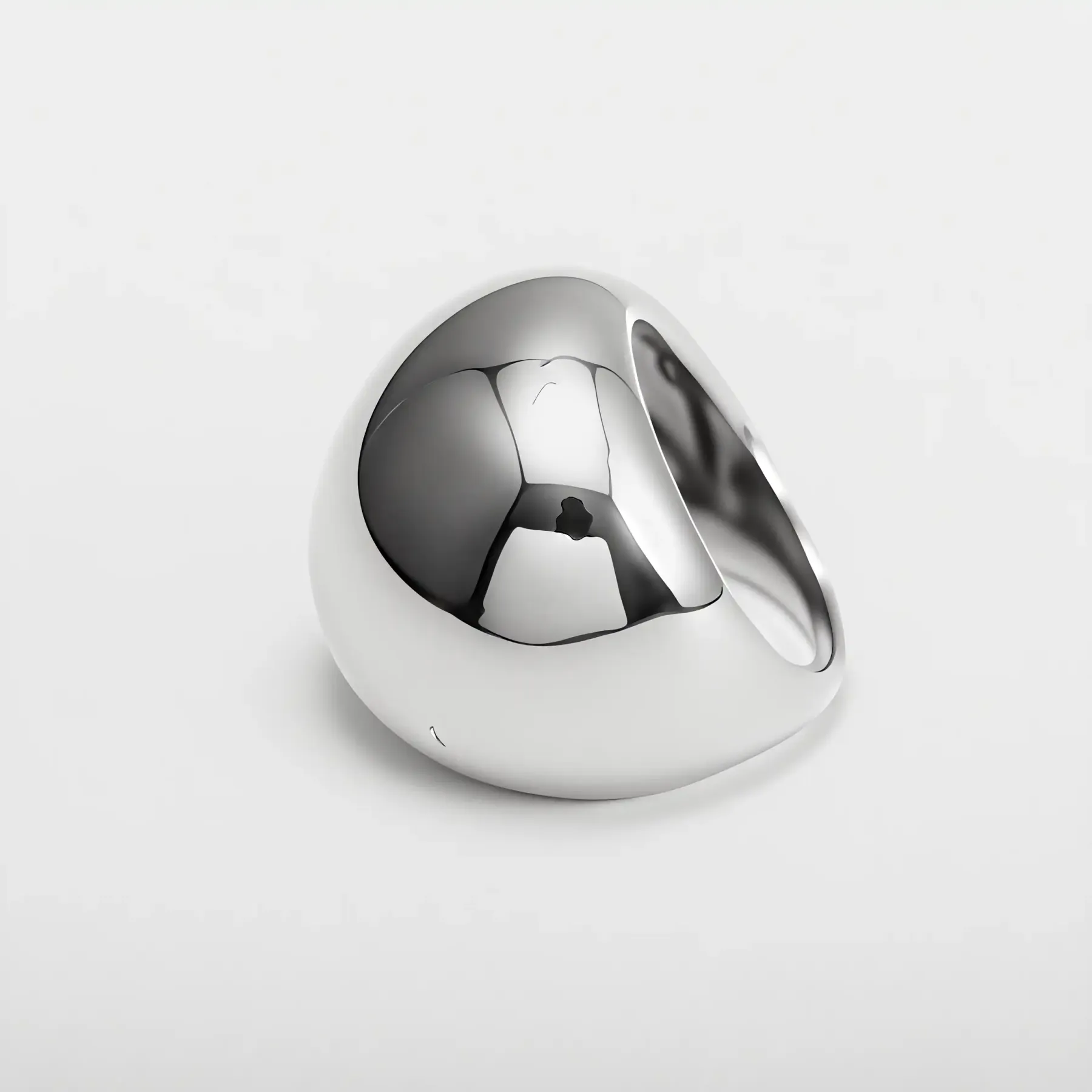 Simple Ball-Shaped Large Polished Stainless Steel Women's Ring丨ML0145-JinBaoJewerly