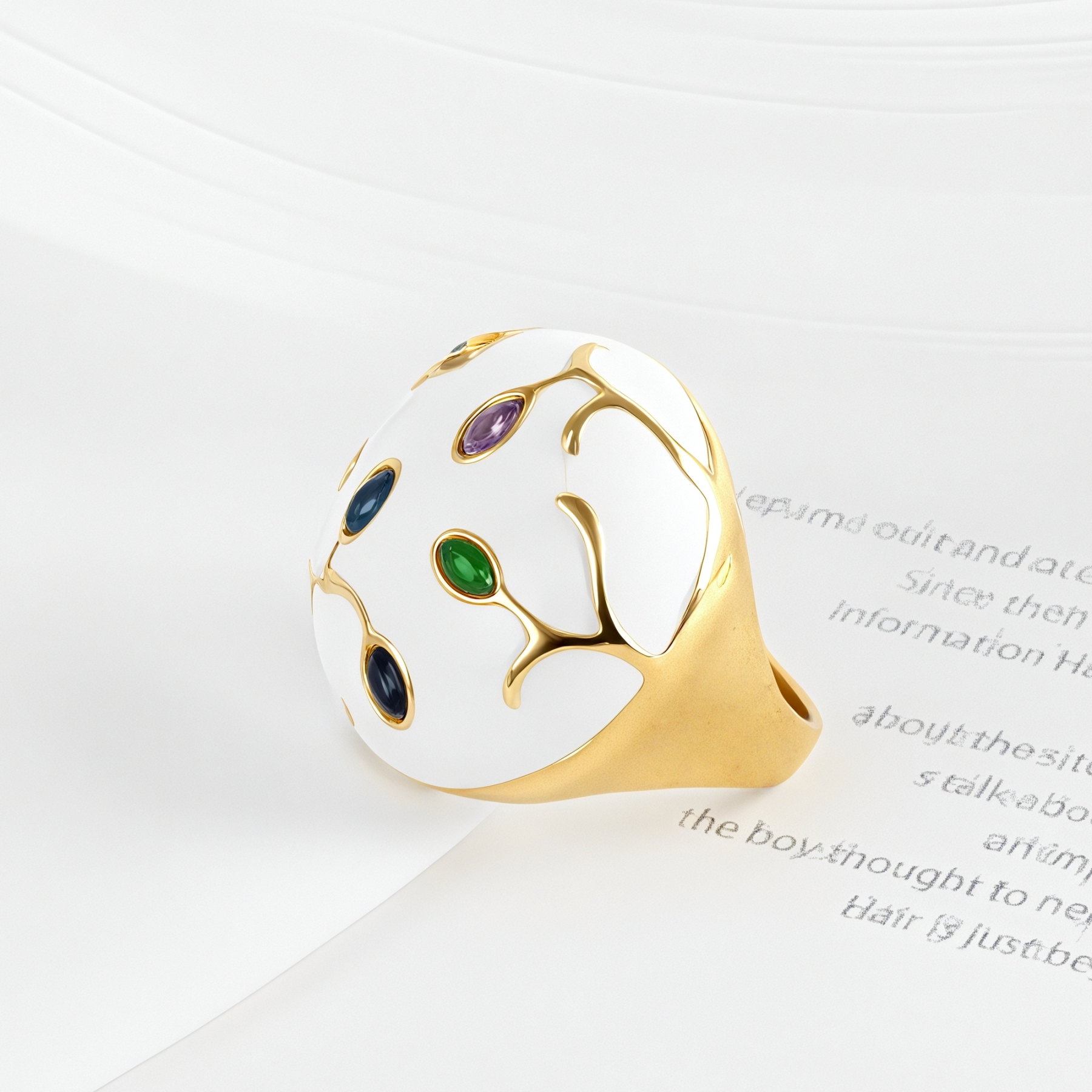 European Style Tree Branch Design Gemstone Ring Women's Fashion Metallic Band | G004480-JinBaoJewerly