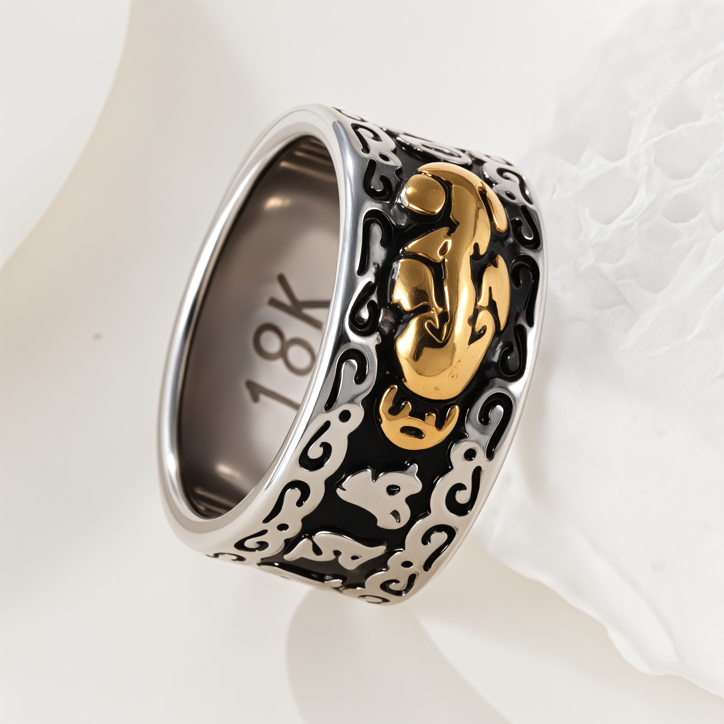 Feng Shui Pixiu Good Luck And Wealth Unisex Stainless Steel Ring丨CQSDZ-1-JinBaoJewerly