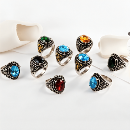 Vintage Scorpion Pattern Gemstone Ring Men's Silver Trendy Jewelry | K00844-JinBaoJewerly