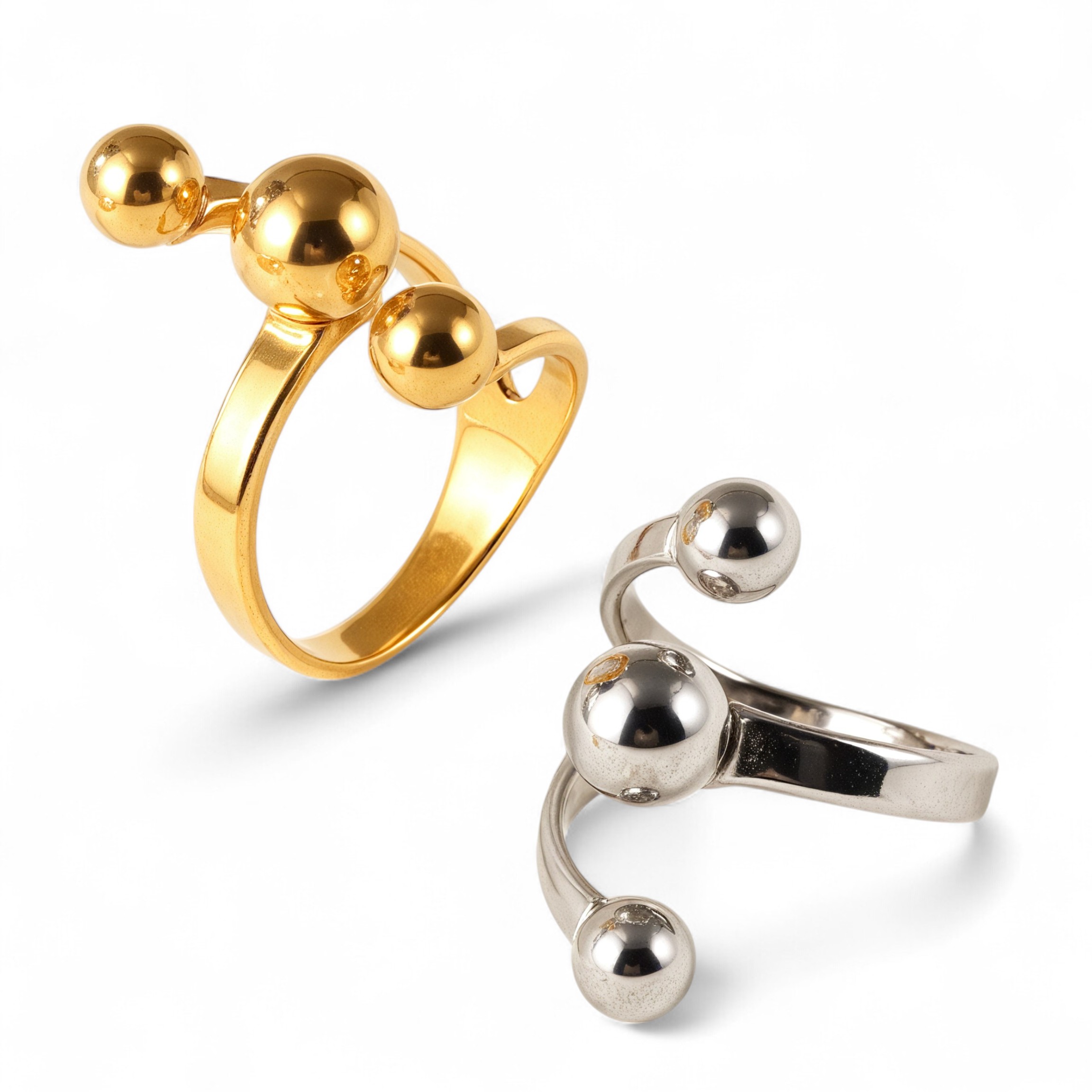 Modern Stainless Steel Cluster Waterproof Ring with Multiple Spheres Women Waterproof Ring丨G00838-JinBaoJewerly