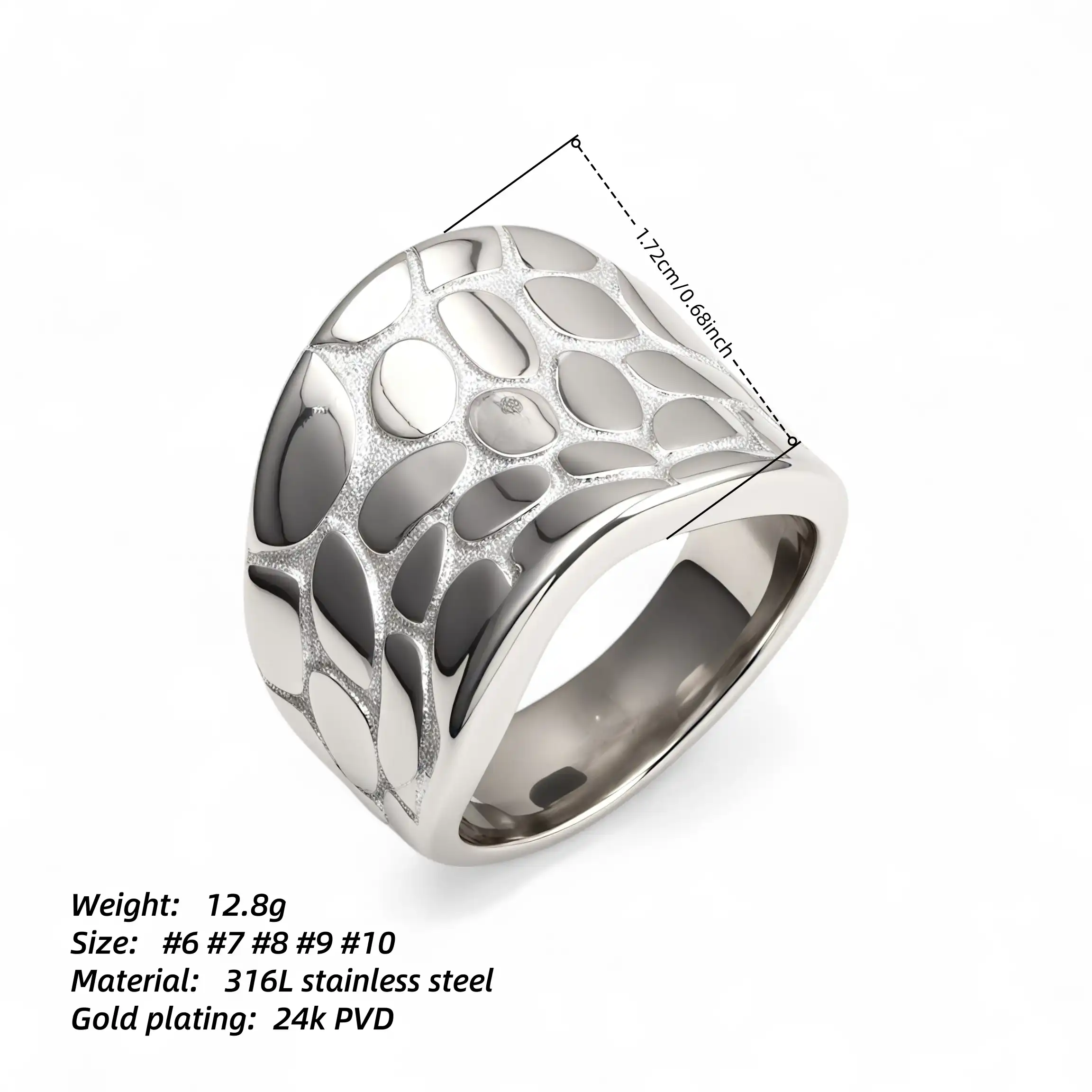 Fashion Irregular Texture Stainless Steel Women's Ring丨ML096-JinBaoJewerly