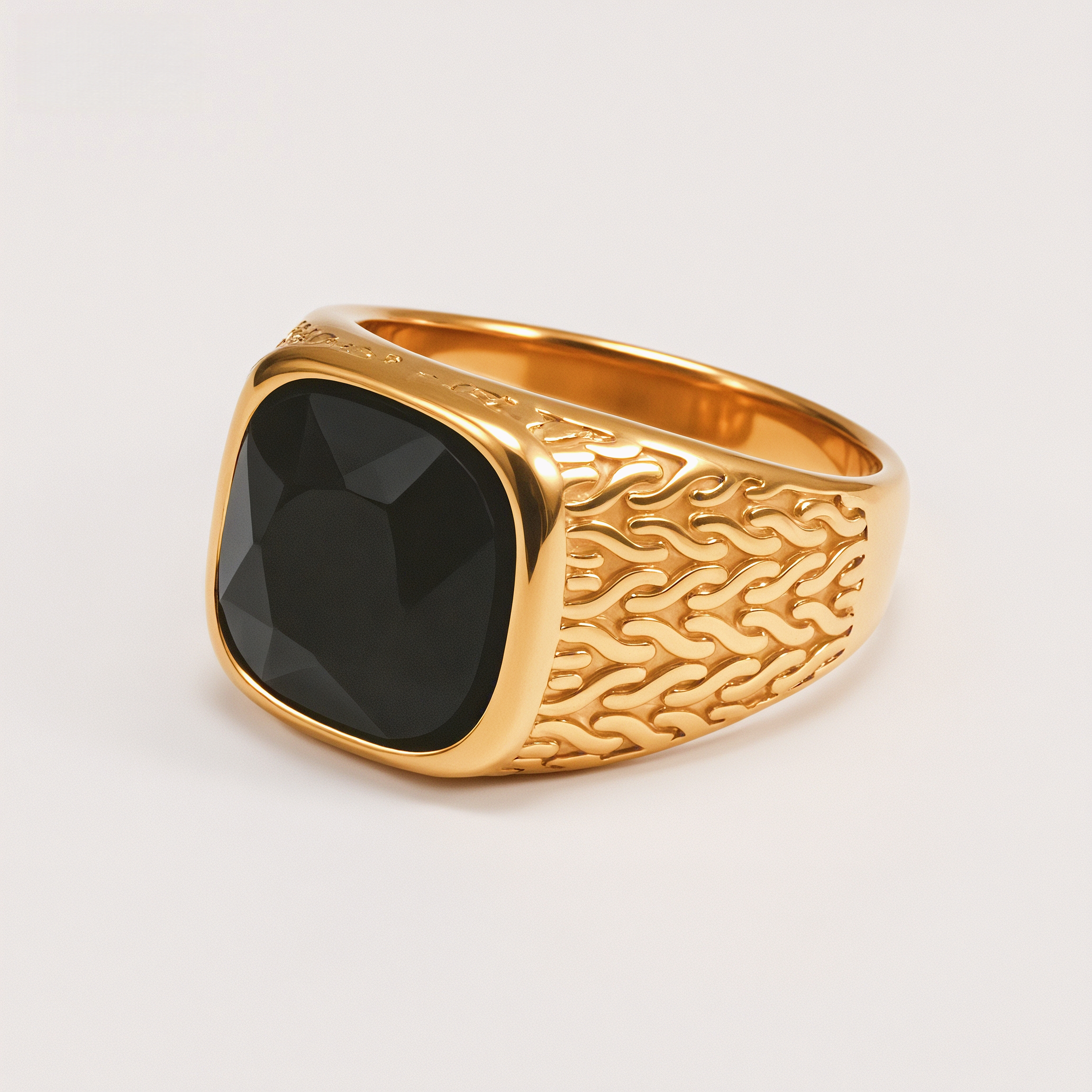 Vintage Gold-Plated with Large Square Gemstone Men's Ring | BL1062