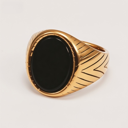 Men's Natural Veined Turquoise Inlaid Engraved Ring