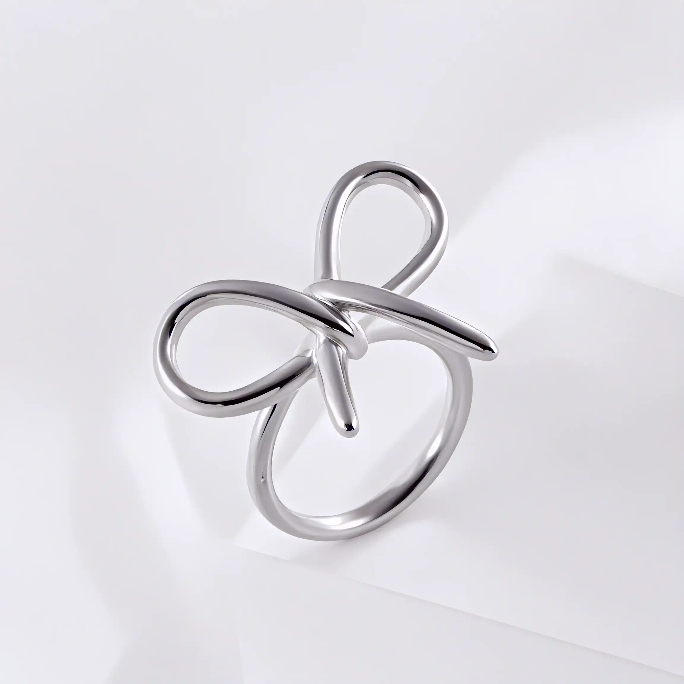 Simple Bow Hollow Stainless Steel Women's Waterproof Ring | N00657-JinBaoJewerly