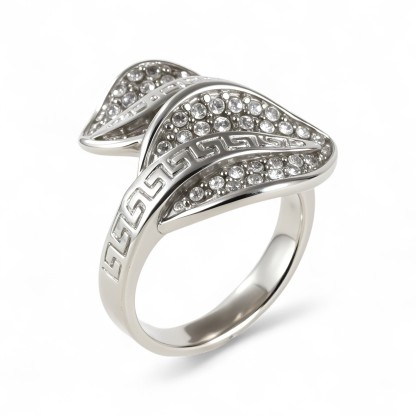 Leaf Shape Diamond Stainless Steel Women's Ring丨G003153-JinBaoJewerly