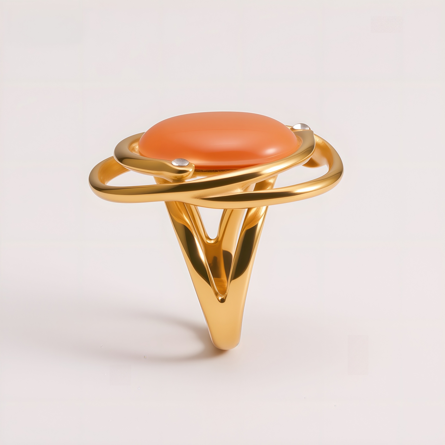 Bold Stainless Steel Color Gemstone Ring Classic Fashion for Women | G004598