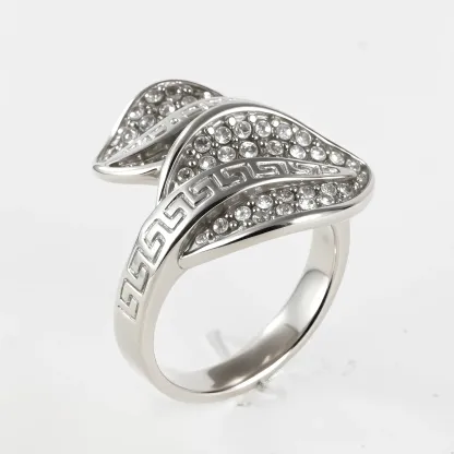 Leaf Shape Diamond Stainless Steel Women's Ring丨G003153-JinBaoJewerly