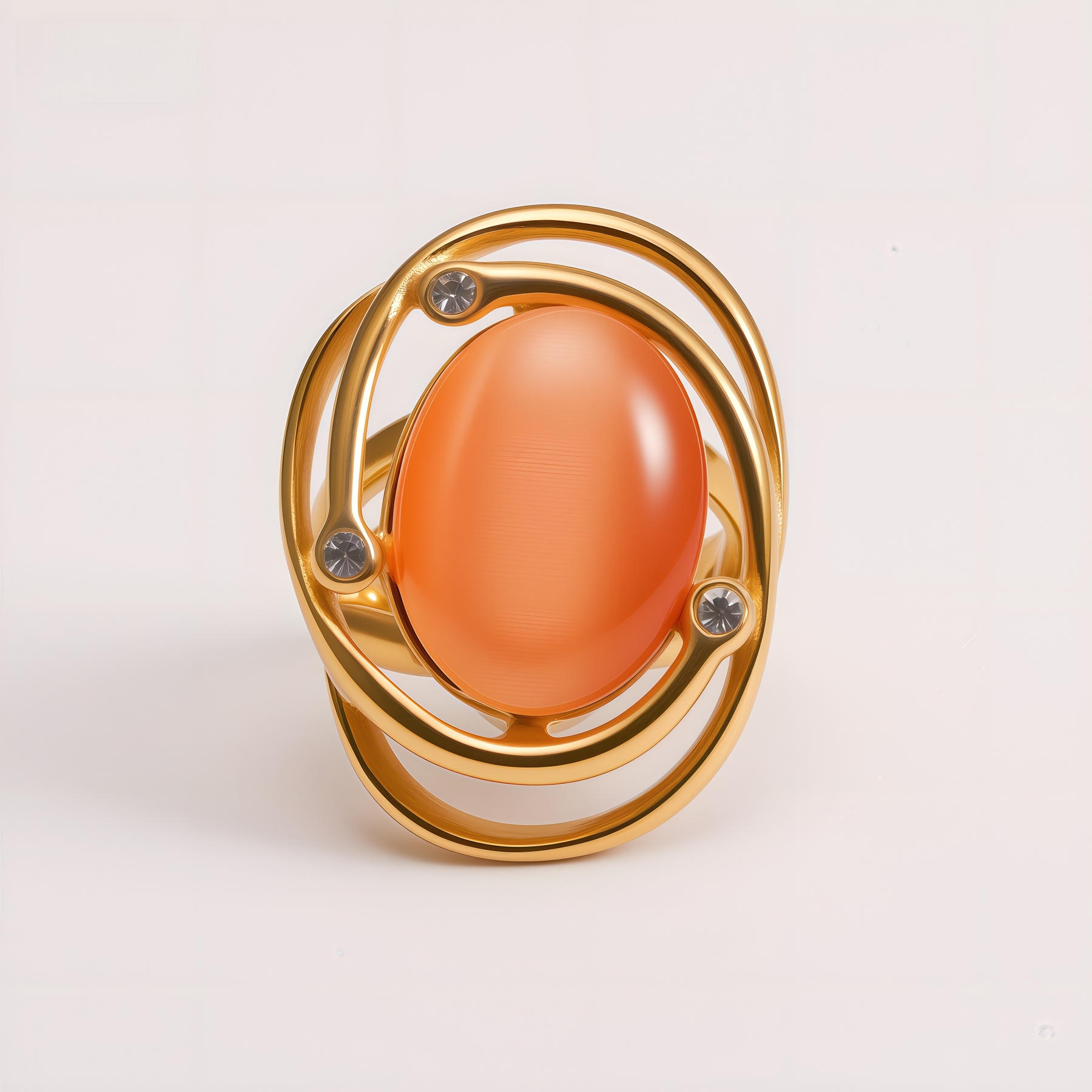 Bold Stainless Steel Color Gemstone Ring Classic Fashion for Women | G004598