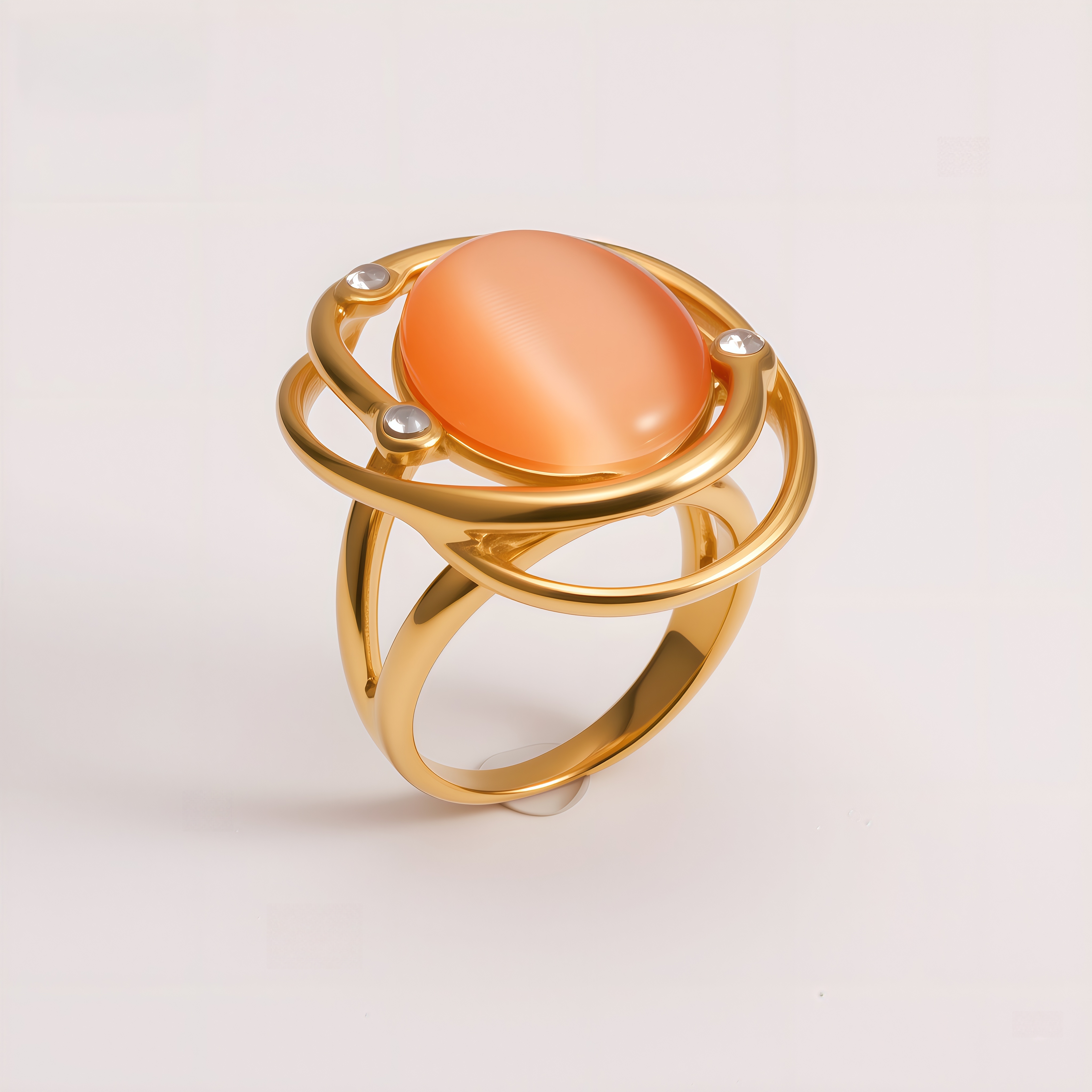 Bold Stainless Steel Color Gemstone Ring Classic Fashion for Women | G004598